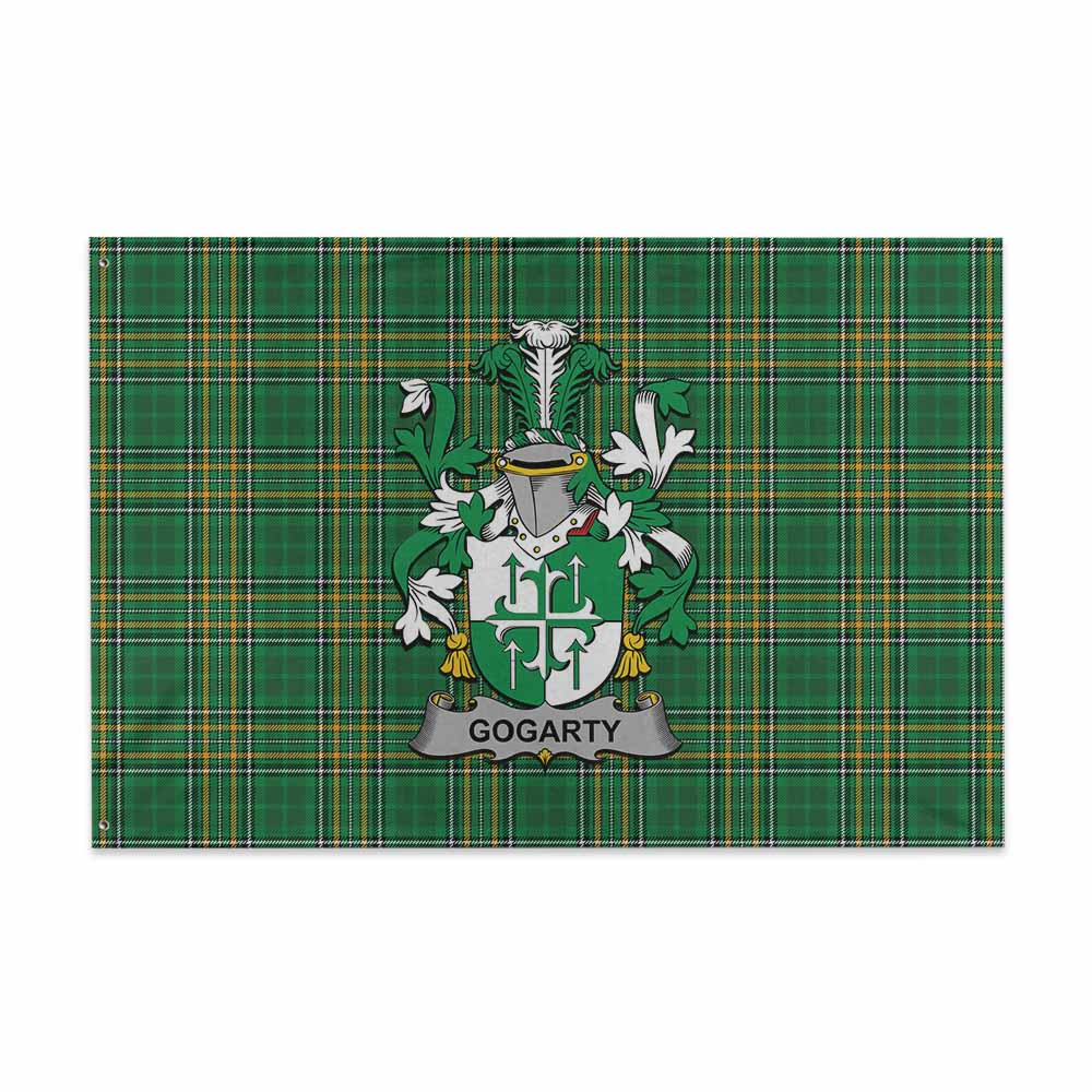 Tartan Vibes Clothing Gogarty Irish Clan Tartan House Flag with Coat of Arms