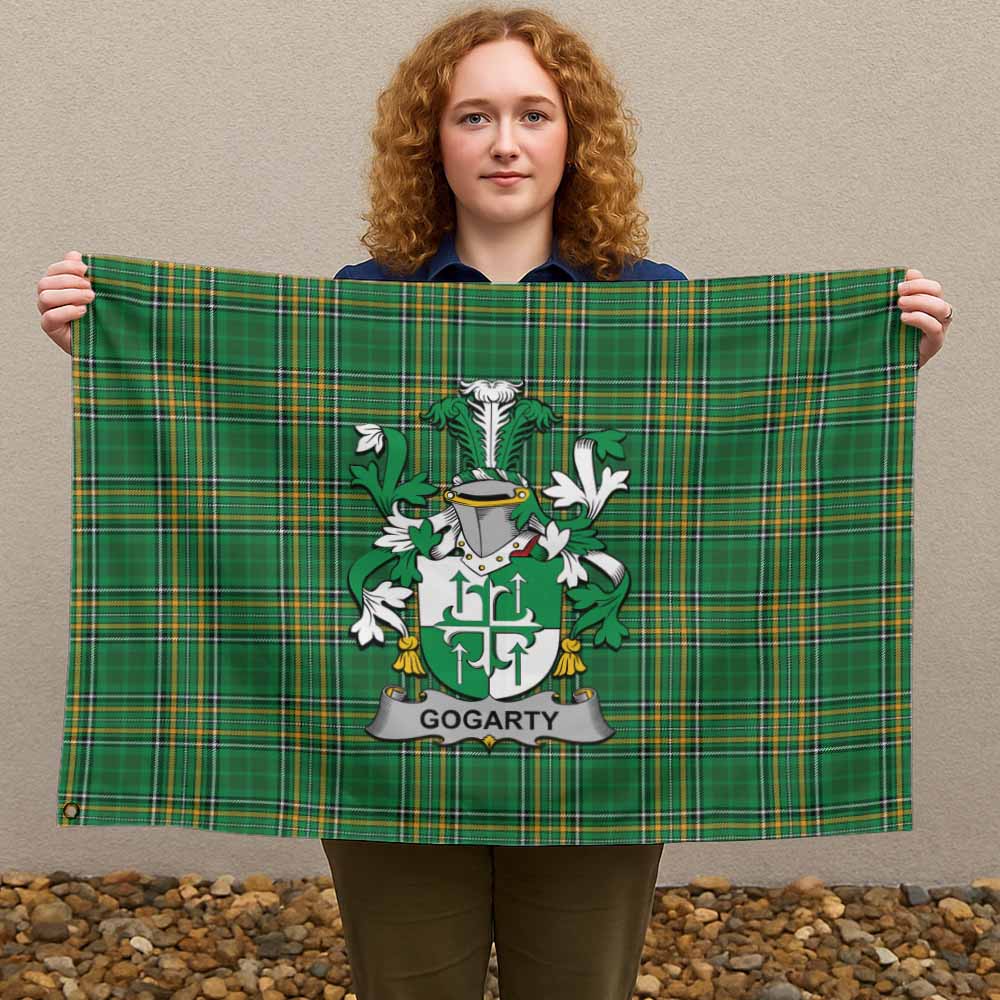 Tartan Vibes Clothing Gogarty Irish Clan Tartan House Flag with Coat of Arms