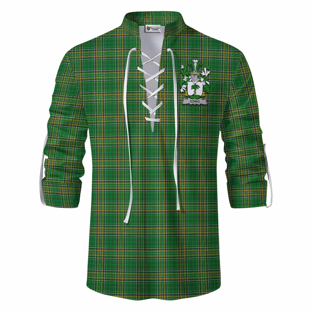 Tartan Vibes Clothing Going Irish Clan Tartan Ghillie Kilt Shirt with Coat of Arms