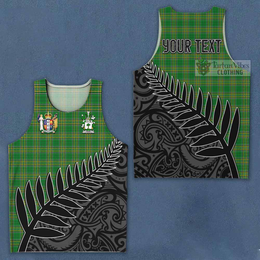 Tartan Vibes Clothing Going Irish Clan Tartan Men's Tank Top with Coat of Arms New Zealand Silver Fern Half Style