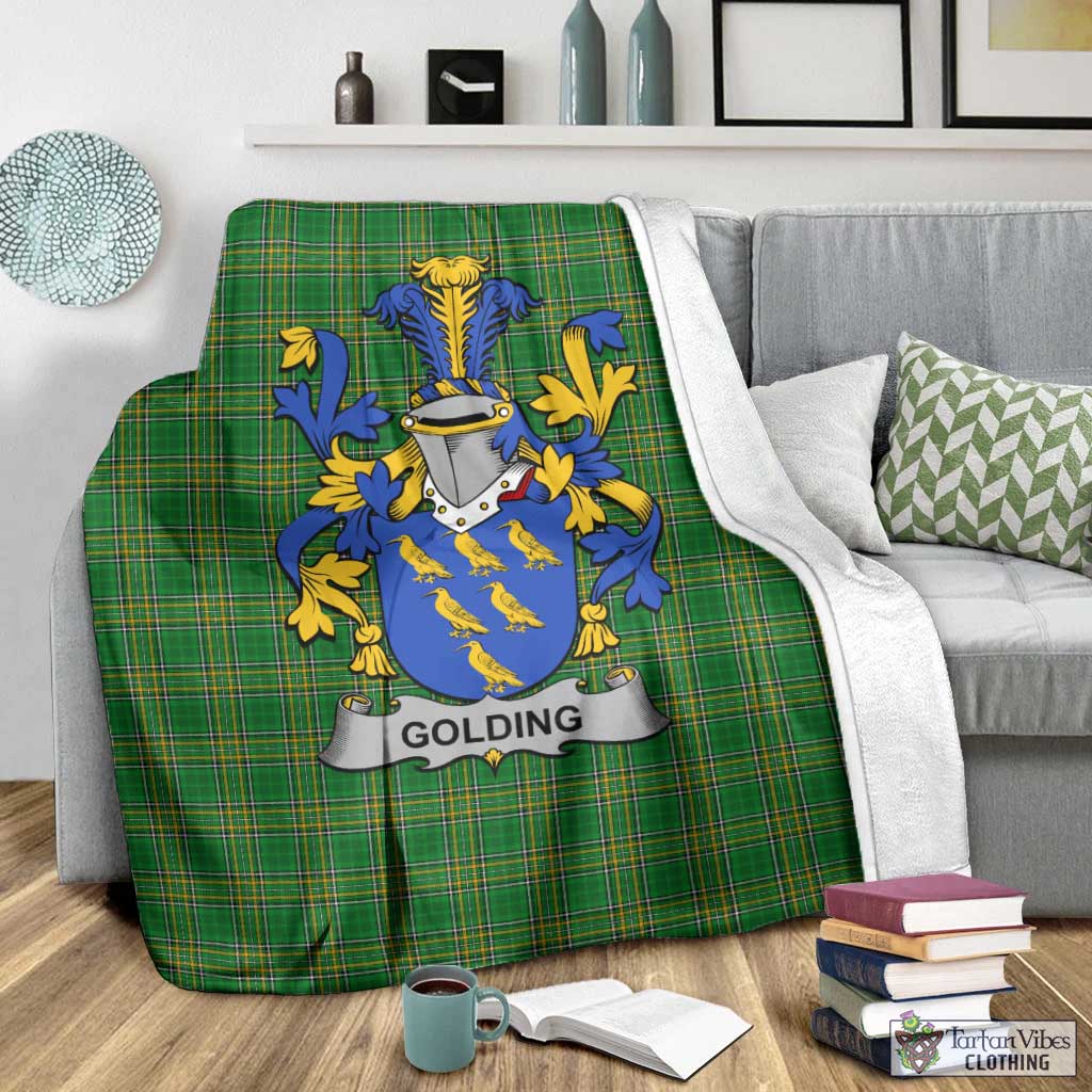 Tartan Vibes Clothing Golding Irish Clan Tartan Blanket with Coat of Arms