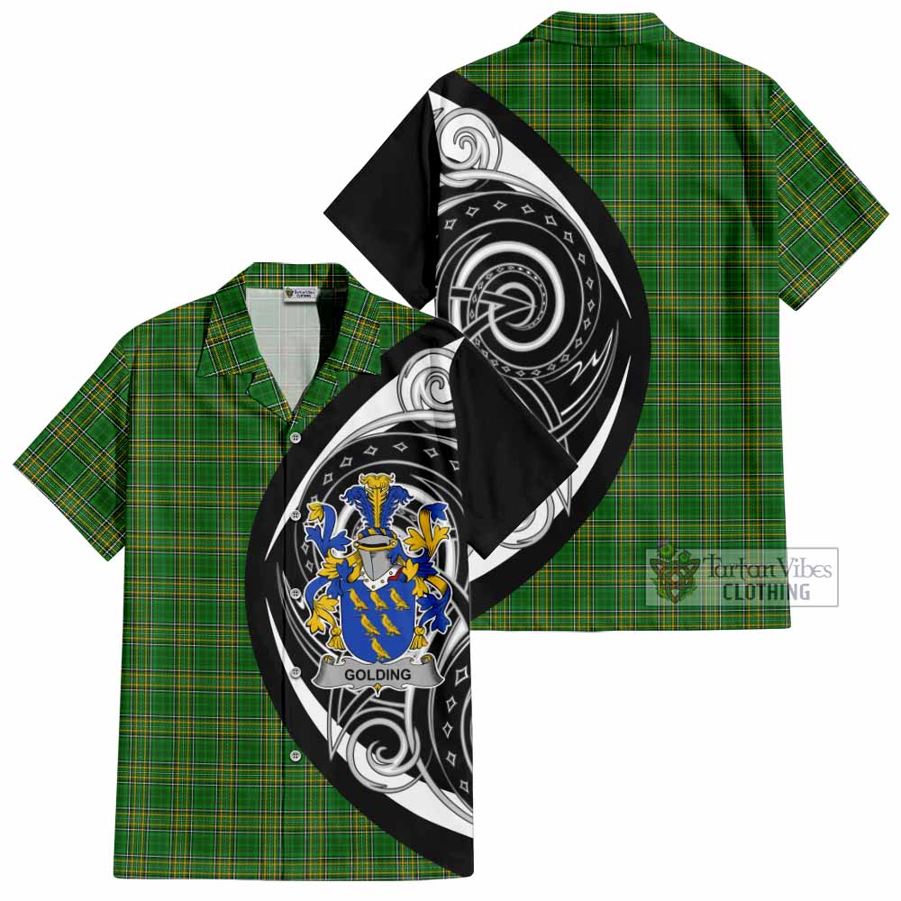 Tartan Vibes Clothing Golding Irish Clan Short Sleeve Button Shirt Celtic Circle Style