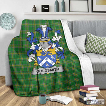 Tartan Vibes Clothing Goldsmith Irish Clan Tartan Blanket with Coat of Arms