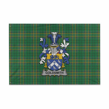 Tartan Vibes Clothing Goldsmith Irish Clan Tartan House Flag with Coat of Arms