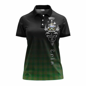 Goodman Irish Clan Women's Polo Shirt with Coat of Arms Erin Go Bragh Celtic Inspired Women - Tartan Vibes Clothing