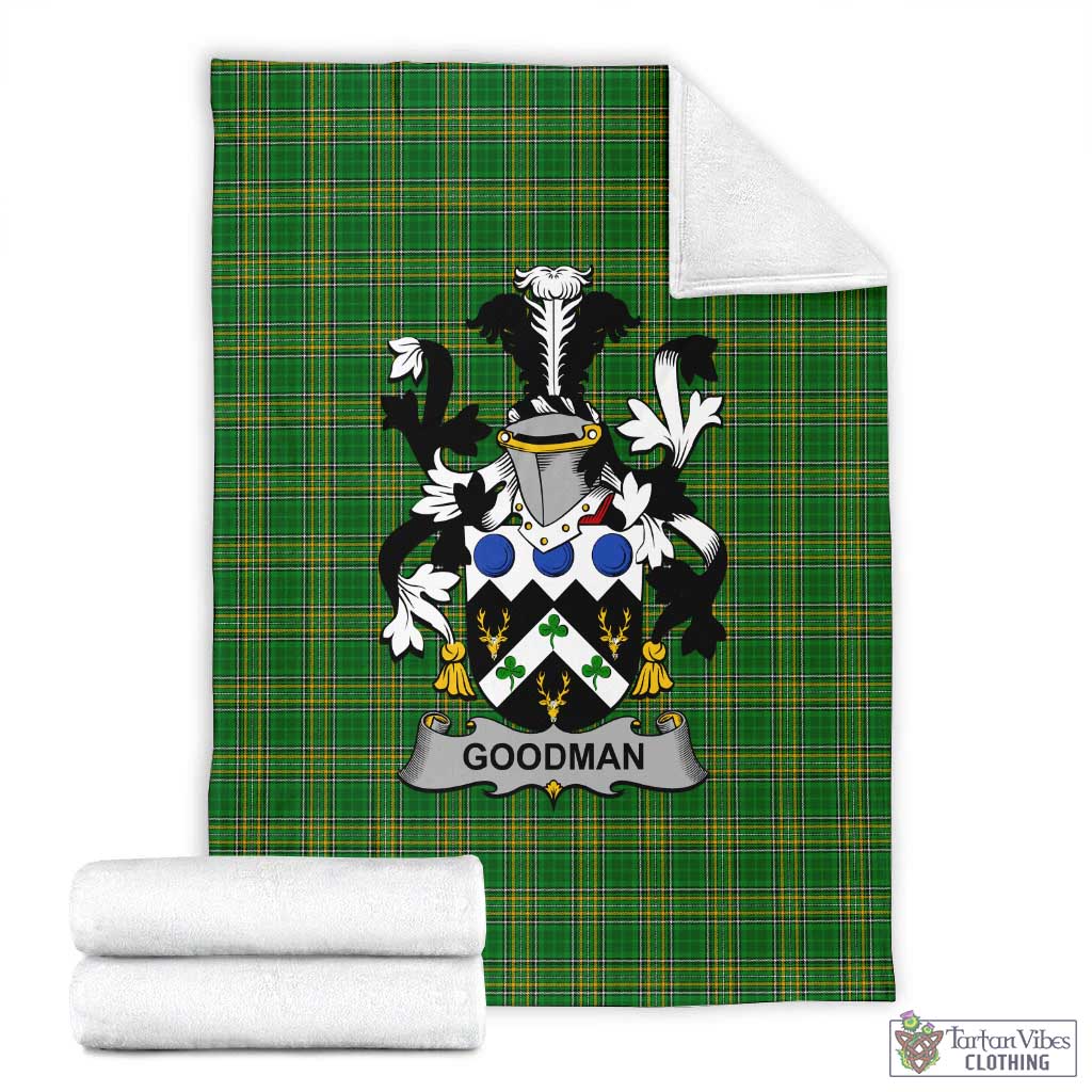 Goodman Irish Clan Tartan Blanket with Coat of Arms X-Large 59 x 79 inches 150 x 200 cm - Tartan Vibes Clothing