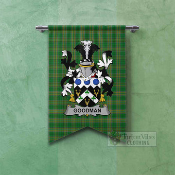 Goodman Irish Clan Tartan Gonfalon, Tartan Banner with Coat of Arms