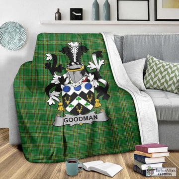 Tartan Vibes Clothing Goodman Irish Clan Tartan Blanket with Coat of Arms