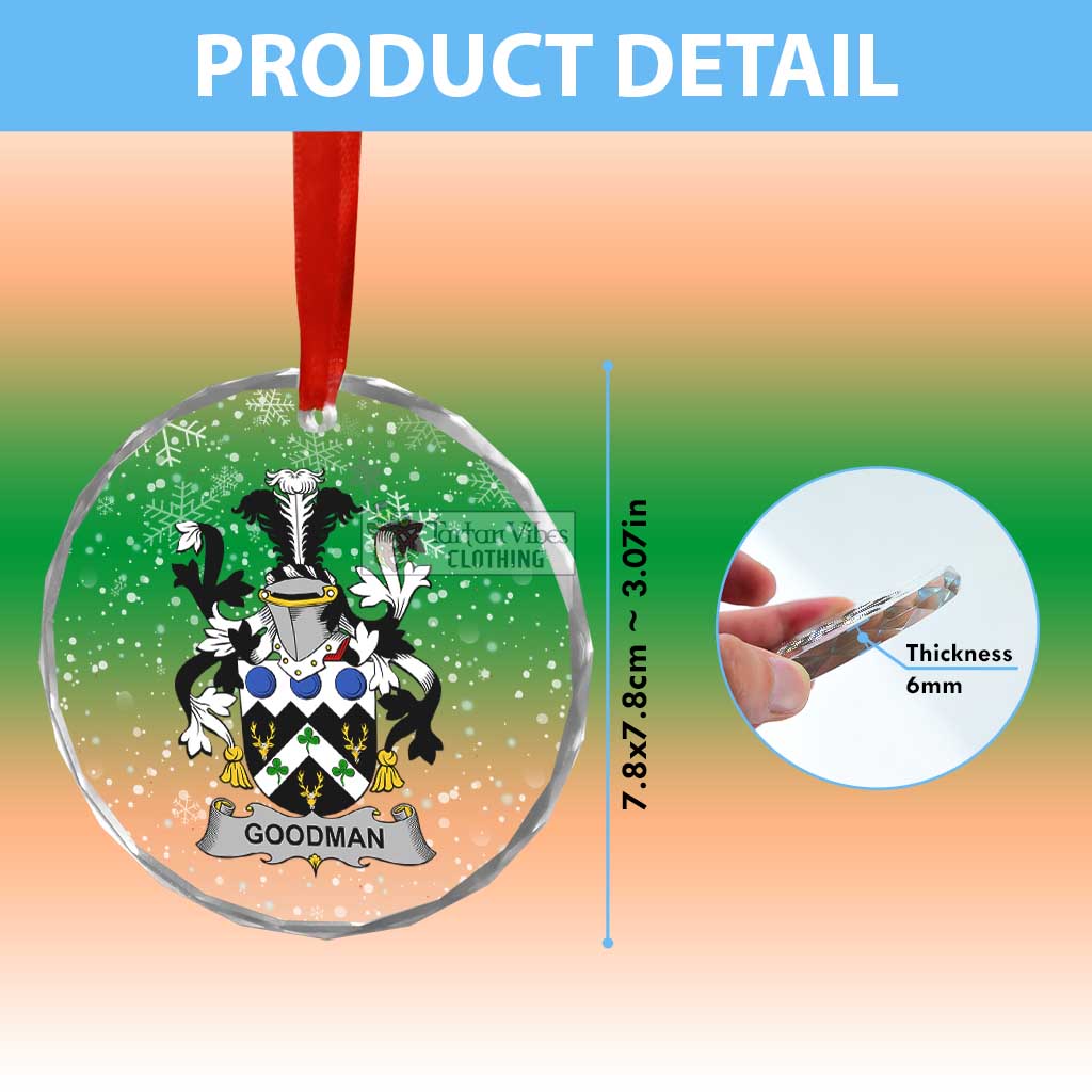 Tartan Vibes Clothing Goodman Irish Clan Christmas Glass Ornament with Coat of Arms
