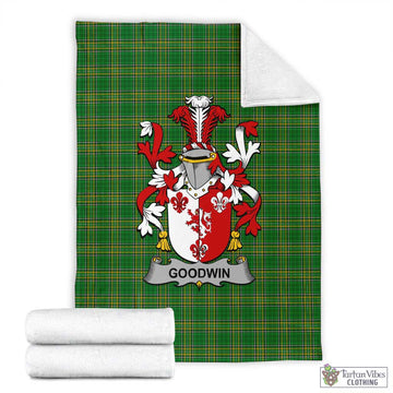 Tartan Vibes Clothing Goodwin Irish Clan Tartan Blanket with Coat of Arms
