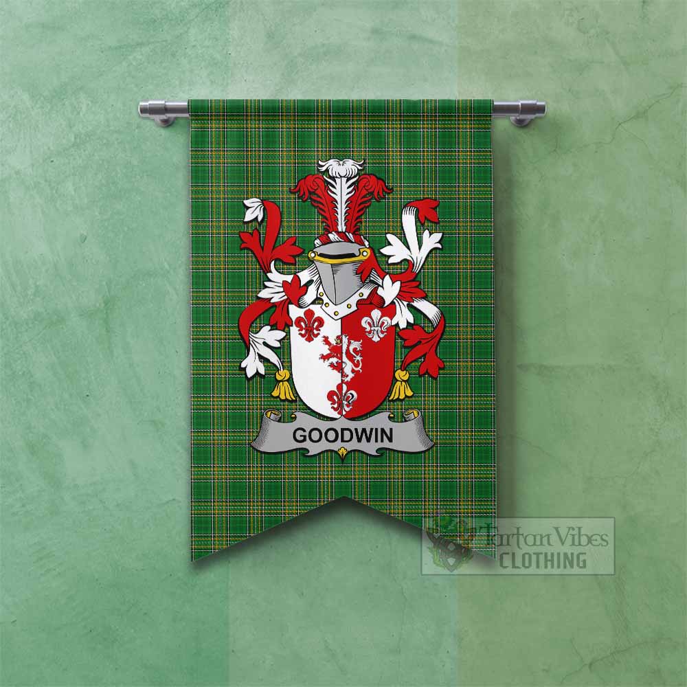 Goodwin Irish Clan Tartan Gonfalon, Tartan Banner with Coat of Arms Fishtail - Tartan Vibes Clothing