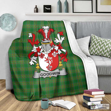Tartan Vibes Clothing Goodwin Irish Clan Tartan Blanket with Coat of Arms