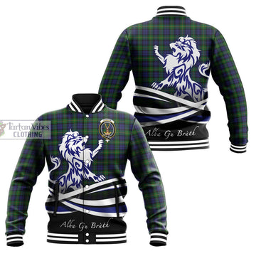 Gordon Tartan Baseball Jacket with Alba Gu Brath Regal Lion Emblem