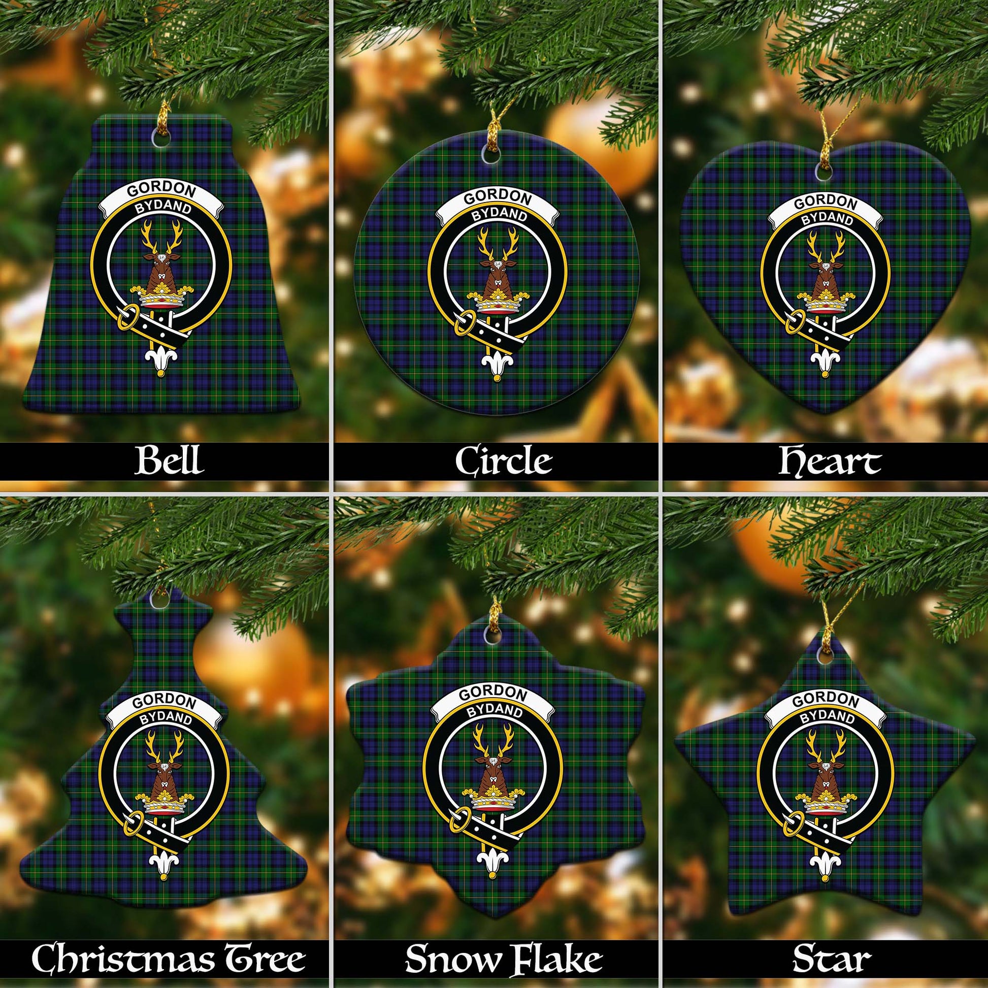 Gordon Tartan Christmas Ornaments with Family Crest - Tartanvibesclothing