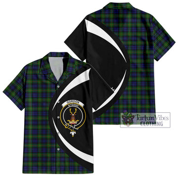 Gordon Tartan Hawaiian Shirt with Family Crest Circle Style