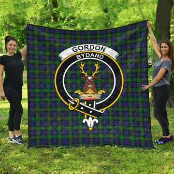 Gordon Tartan Quilt with Family Crest