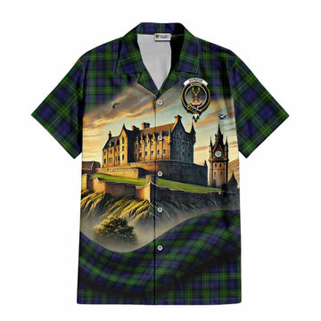 Gordon Tartan Family Crest Hawaiian Shirt with Scottish Ancient Castle Style