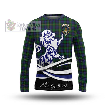 Gordon Tartan Long Sleeve T-Shirt with Alba Gu Brath Regal Lion Emblem Unisex - Tartanvibesclothing Shop