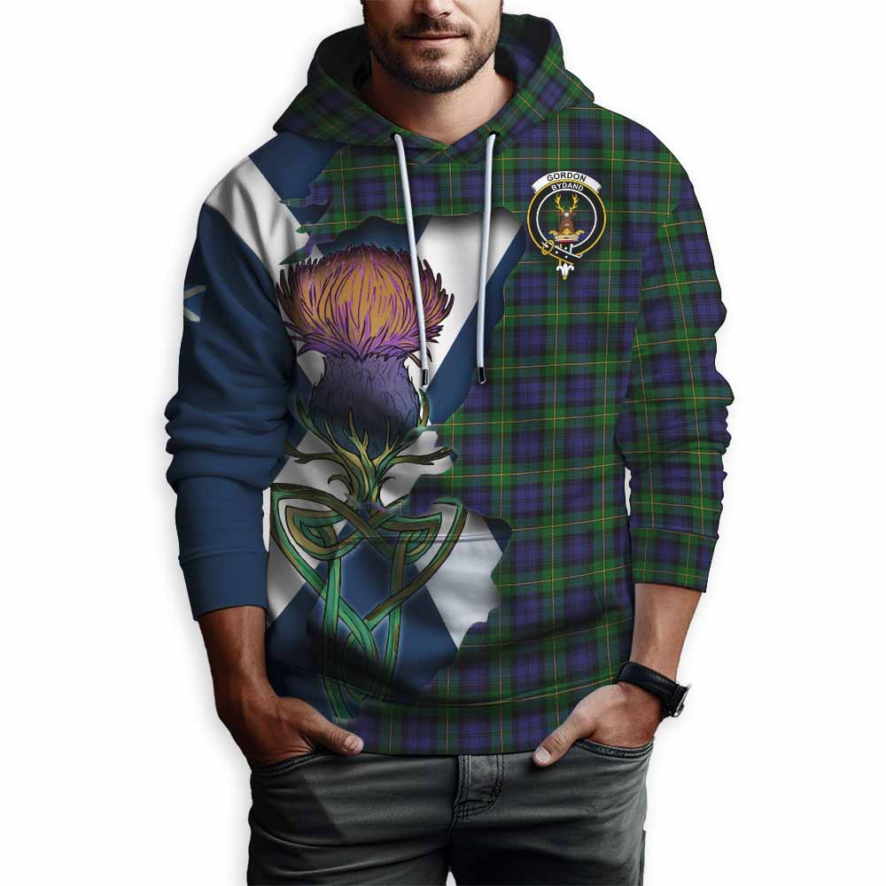 Tartan Vibes Clothing Gordon Tartan Family Crest Hoodie Scottish Thistle Celtic Inspired