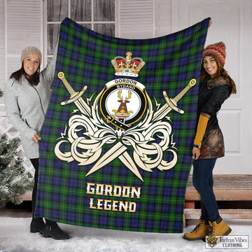 Gordon Tartan Blanket with Clan Crest and the Golden Sword of Courageous Legacy