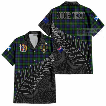 Gordon Crest Tartan Hawaiian Shirt with New Zealand Silver Fern Half Style
