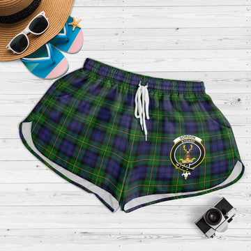 Gordon Tartan Womens Shorts with Family Crest