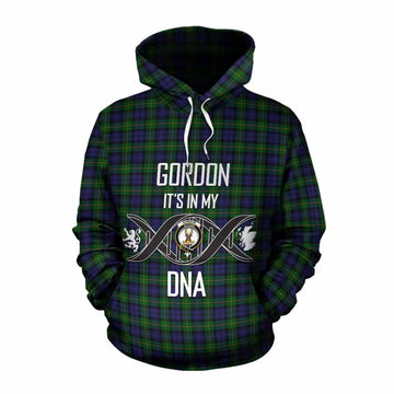 Gordon Tartan Cotton Hoodie with Family Crest DNA In Me Style