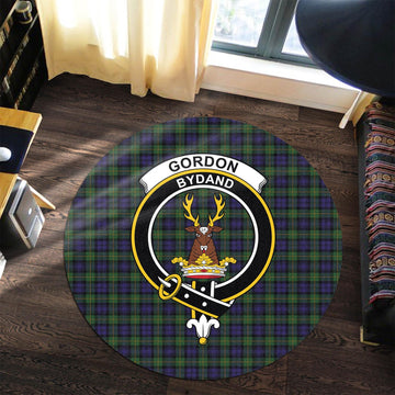 gordon-tartan-round-rug-with-family-crest