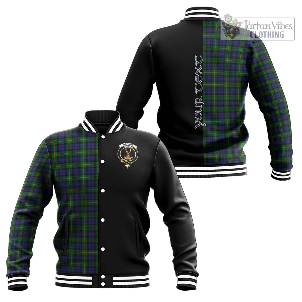 Gordon Tartan Baseball Jacket with Family Crest and Half Of Me Style Unisex - Tartanvibesclothing Shop