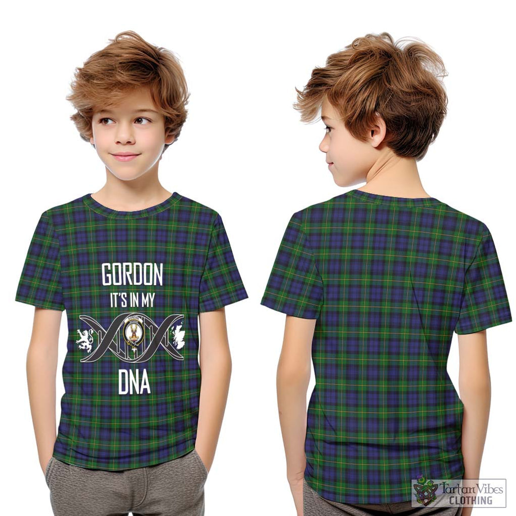 Gordon Tartan Kid T-Shirt with Family Crest DNA In Me Style Youth XL Size14 - Tartanvibesclothing Shop