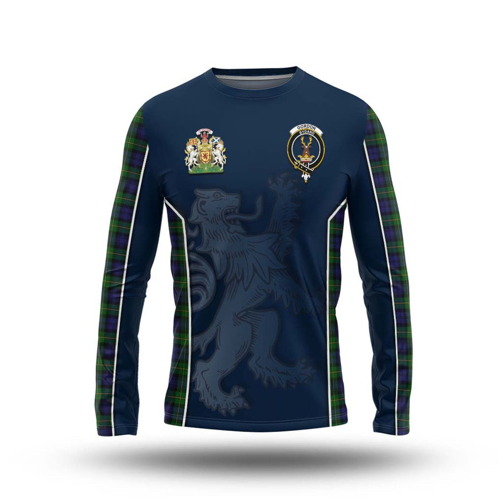 Gordon Tartan Long Sleeve T-Shirt with Family Crest and Lion Rampant Vibes Sport Style Unisex - Tartan Vibes Clothing