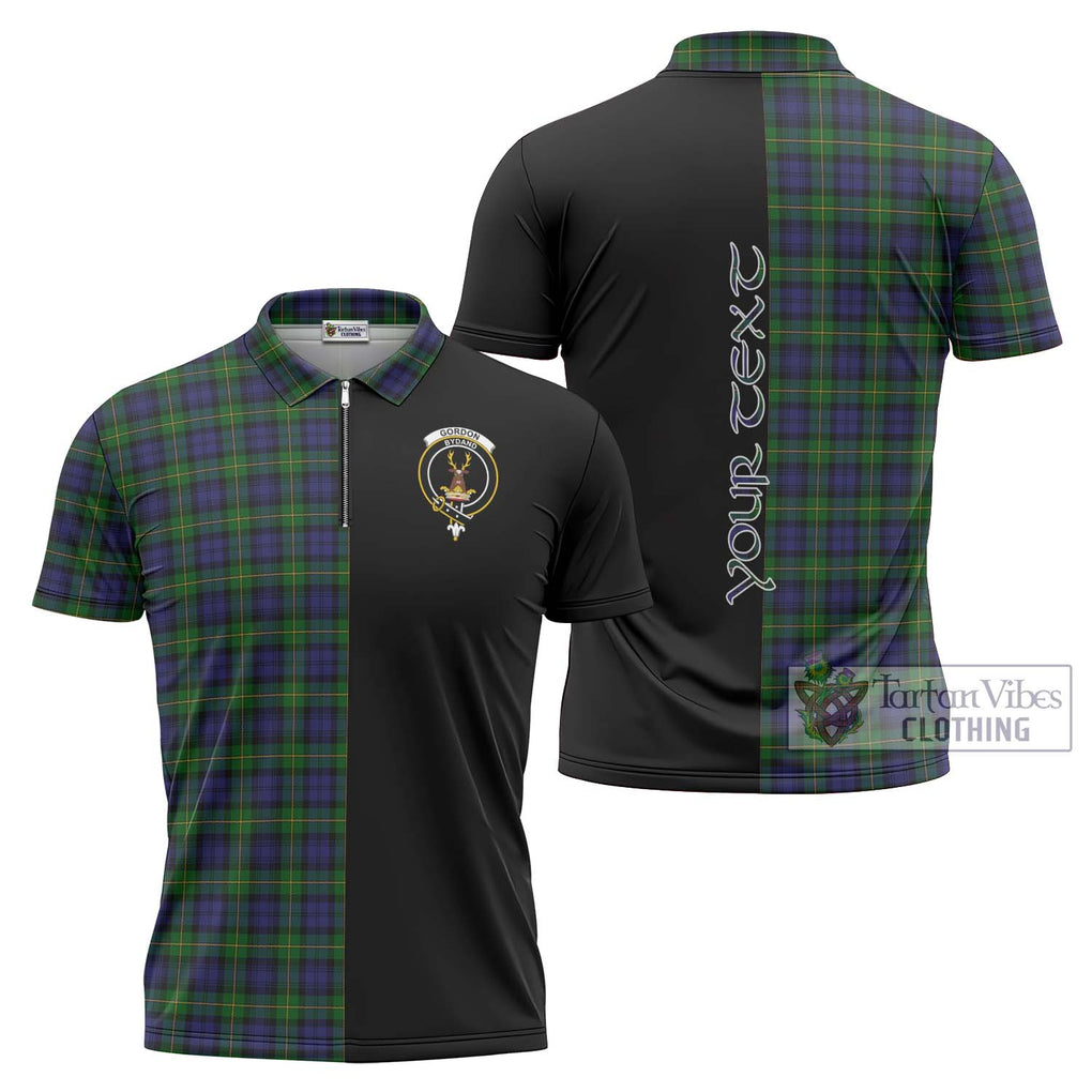 Gordon Tartan Zipper Polo Shirt with Family Crest and Half Of Me Style Unisex - Tartanvibesclothing Shop