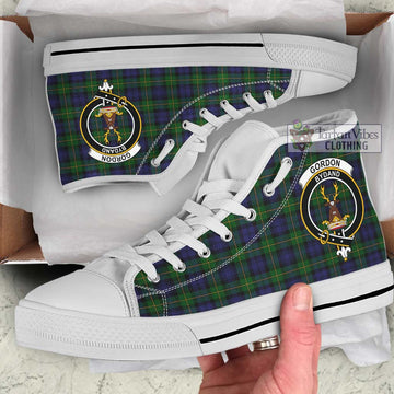 Gordon Tartan High Top Shoes with Family Crest
