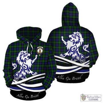 Gordon Tartan Hoodie with Alba Gu Brath Regal Lion Emblem