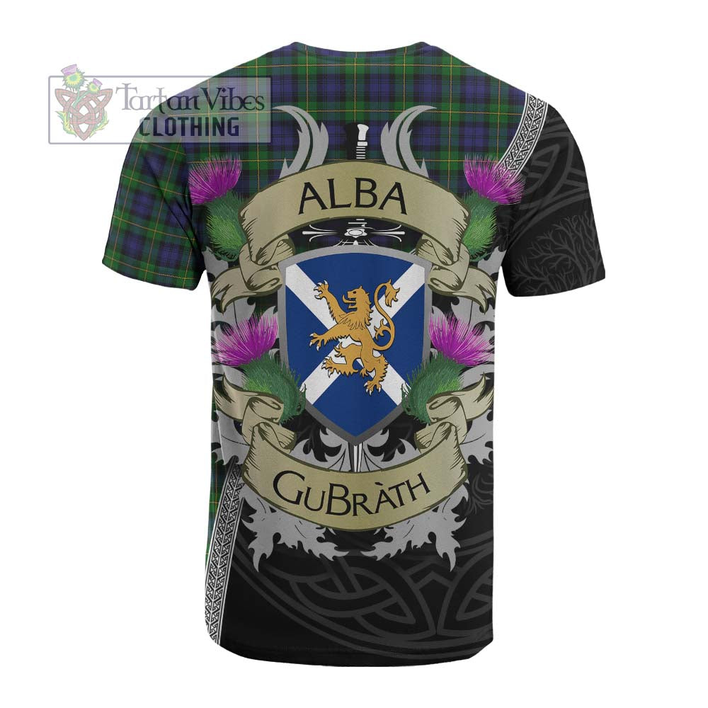 Tartan Vibes Clothing Gordon Tartan Family Crest Cotton T-shirt Lion Rampant Royal Thistle Shield Celtic Inspired