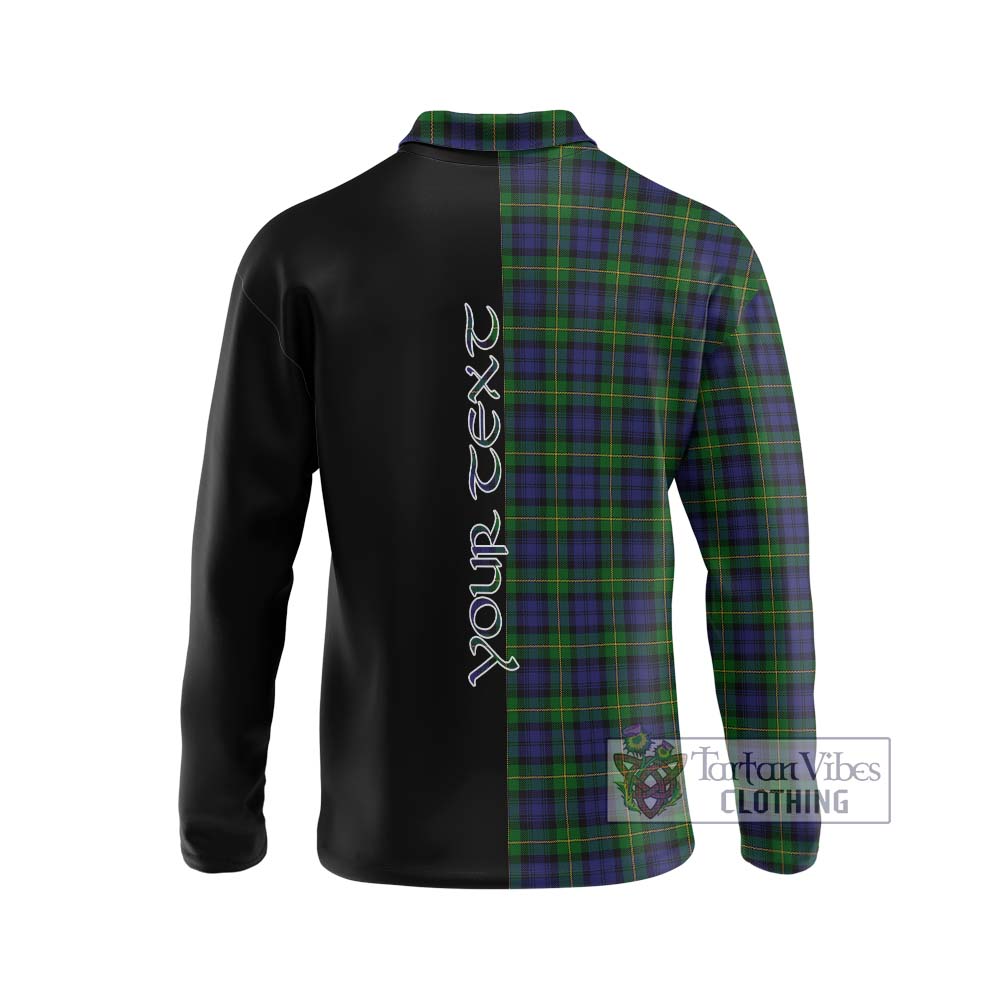 Gordon Tartan Long Sleeve Polo Shirt with Family Crest and Half Of Me Style - Tartanvibesclothing Shop