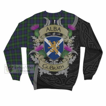 Gordon Tartan Family Crest Sweatshirt Lion Rampant Royal Thistle Shield Celtic Inspired