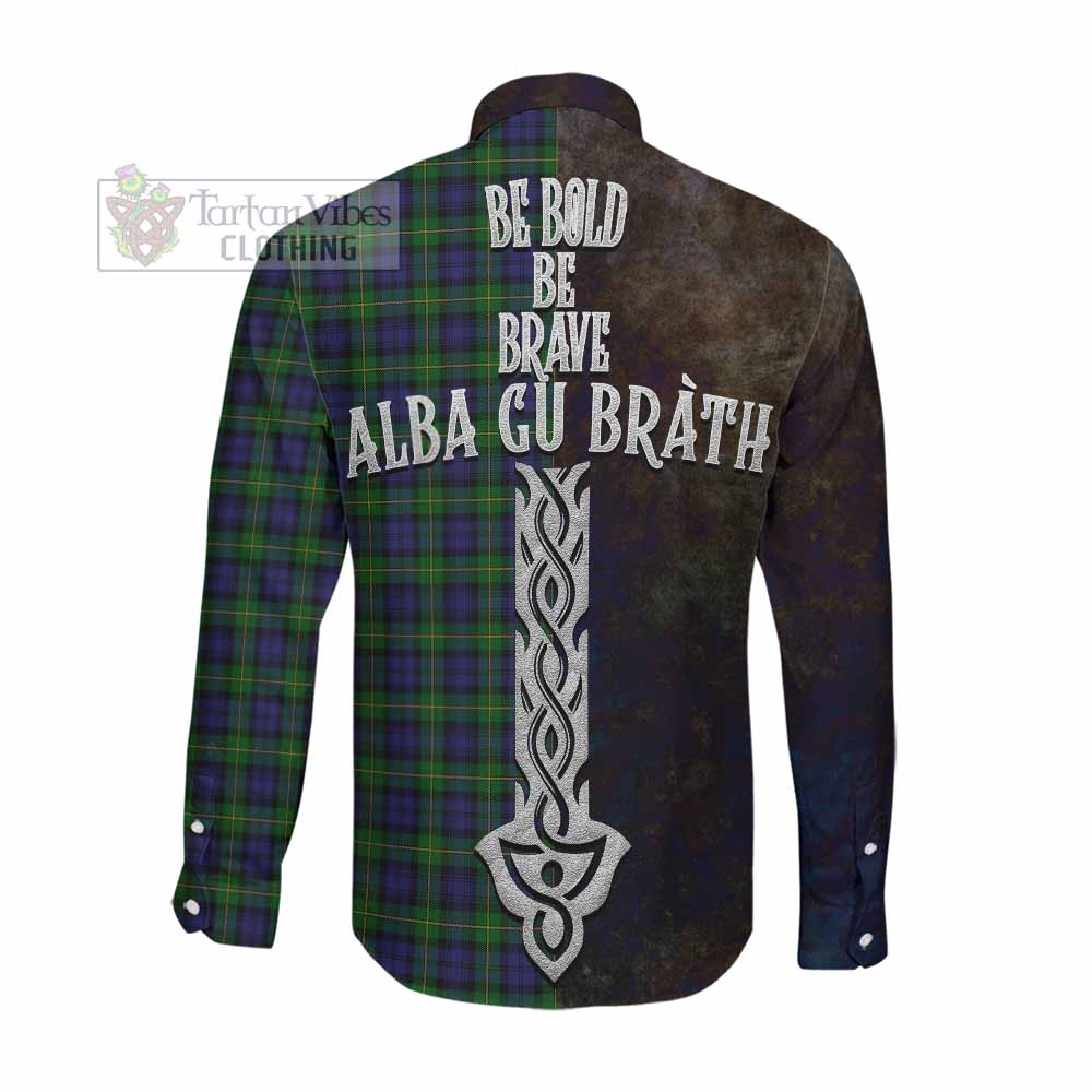 Tartan Vibes Clothing Gordon Tartan Family Crest Long Sleeve Button Shirt Alba Gu Brath Be Brave Lion Ancient Style