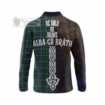 Gordon Tartan Family Crest Long Sleeve Polo Shirt Alba Gu Brath Be Brave Lion Ancient Style