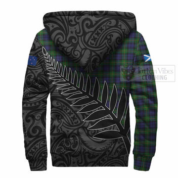 Gordon Crest Tartan Sherpa Hoodie with New Zealand Silver Fern Half Style