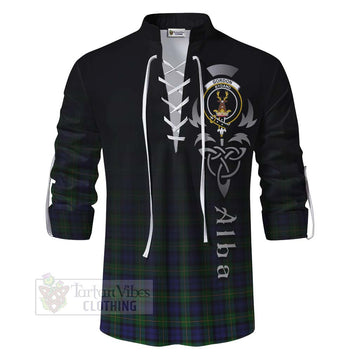Tartan Vibes Clothing Gordon Tartan Ghillie Kilt Shirt Featuring Alba Gu Brath Family Crest Celtic Inspired