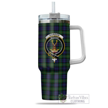 Gordon Tartan and Family Crest Tumbler with Handle