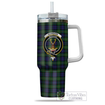 Tartan Vibes Clothing Gordon Tartan and Family Crest Tumbler with Handle