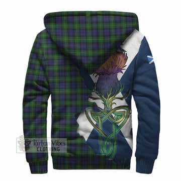 Gordon Tartan Family Crest Sherpa Hoodie Scottish Thistle Celtic Inspired