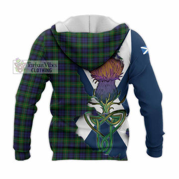 Gordon Tartan Family Crest Knitted Hoodie Scottish Thistle Celtic Inspired