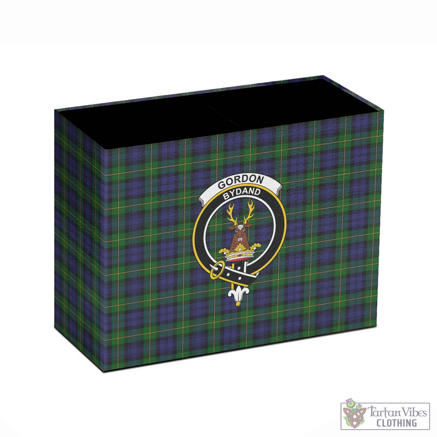 Tartan Vibes Clothing Gordon Tartan Pen Holder with Family Crest