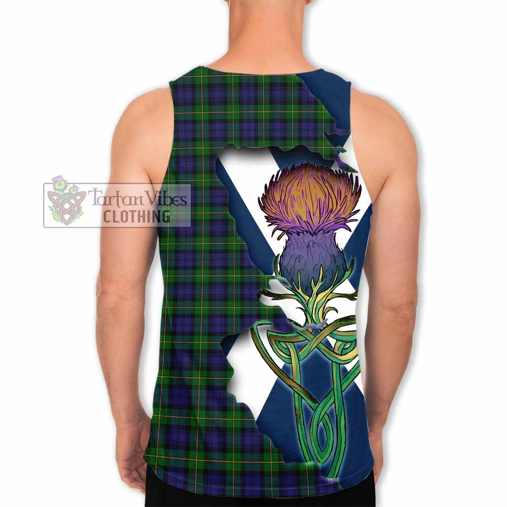 Tartan Vibes Clothing Gordon Tartan Family Crest Men's Tank Top Scottish Thistle Celtic Inspired
