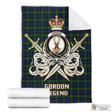 Gordon Tartan Blanket with Clan Crest and the Golden Sword of Courageous Legacy