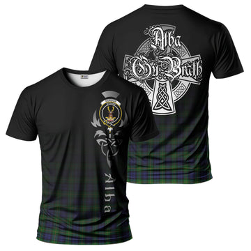 Gordon Tartan T-Shirt Featuring Alba Gu Brath Family Crest Celtic Inspired