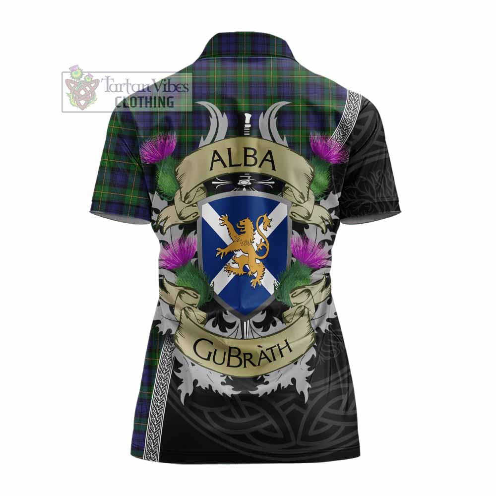Tartan Vibes Clothing Gordon Tartan Family Crest Women's Polo Shirt Lion Rampant Royal Thistle Shield Celtic Inspired